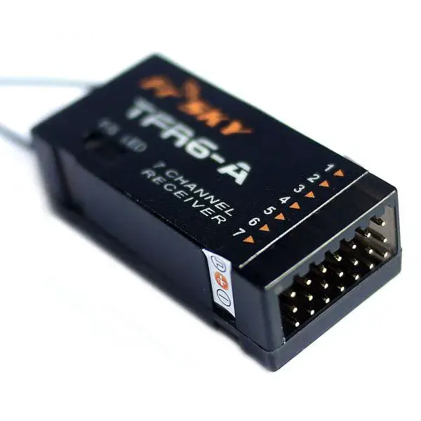FrSky 2.4G 7CH TFR6-A Empfänger Futaba FASST kompatibel (horizontale Anschlüsse) – Modellflugzentrum Schweiz