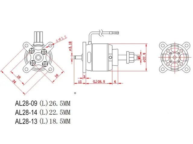 D-Power AL 28-09 Brushless Motor – Modellflugzentrum Schweiz