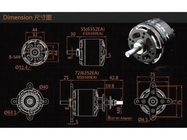 Dualsky XM6352EA3-15 / 380KV V3 Outrunner Brushless Motor – Modellflugzentrum Schweiz