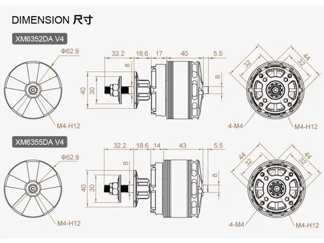 Dualsky XM6352DA4-20 Competition V4 / 285KV V3 Outrunner Brushless Motor – Modellflugzentrum Schweiz