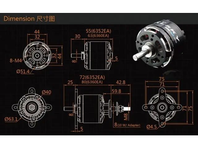Dualsky XM6352EA3-20 / 280KV V3 Outrunner Brushless Motor – Modellflugzentrum Schweiz