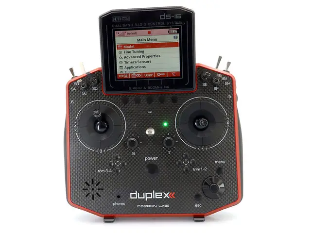 JETI Duplex Hand-Sender DS-16 II Carbon Line Rot lacquered mit R10 Empfänger von JETI Model – Modellflugzentrum Schweiz