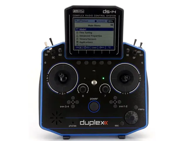 Duplex Hand-Sender DS-14 II Multimode - blau (2. Generation) von JETI Model – Modellflugzentrum Schweiz