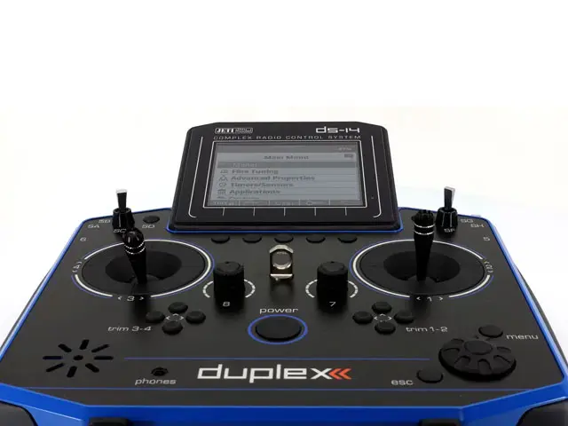 Duplex Hand-Sender DS-14 II Multimode - blau (2. Generation) von JETI Model – Modellflugzentrum Schweiz