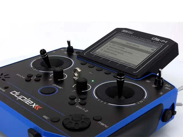 Duplex Hand-Sender DS-14 II Multimode - blau (2. Generation) von JETI Model – Modellflugzentrum Schweiz
