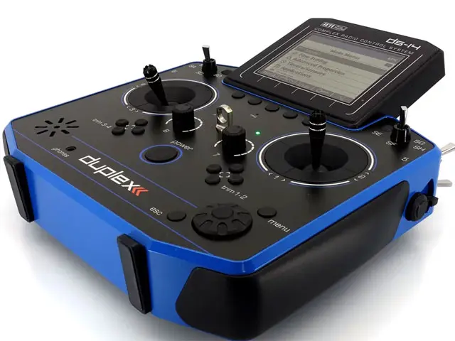 Duplex Hand-Sender DS-14 II Multimode - blau (2. Generation) von JETI Model – Modellflugzentrum Schweiz