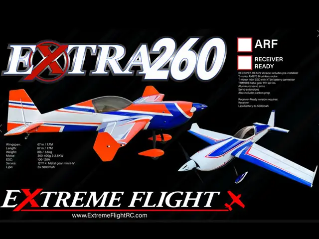 67" Extra 260 Orange/Weiss 1,7 m von Extreme Flight – Modellflugzentrum Schweiz