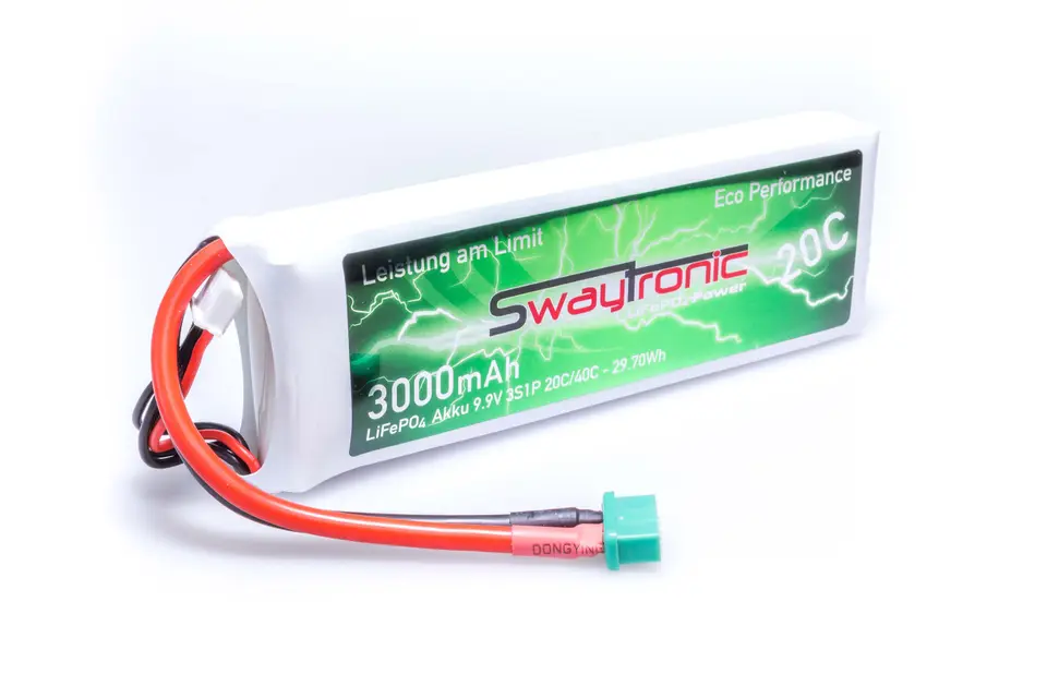 SWAYTRONIC LiFePO4 3S 9.9V 3000mAh 20C/40C MPX – Modellflugzentrum Schweiz