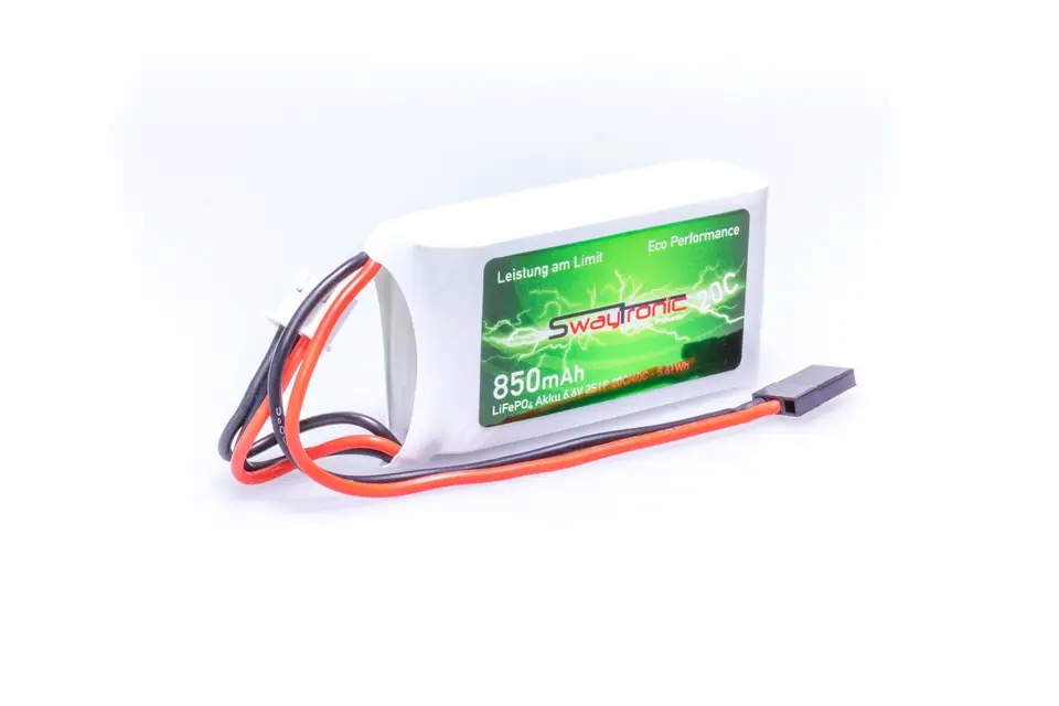 SWAYTRONIC LiFePO4 2S 6.6V 850mAh 20C/40C JR – Modellflugzentrum Schweiz